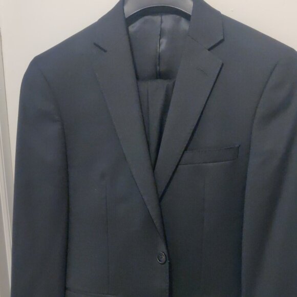 Calvin Klein black tonal stripe slim skinny fit 36S 100% wool average weight - Picture 1 of 7